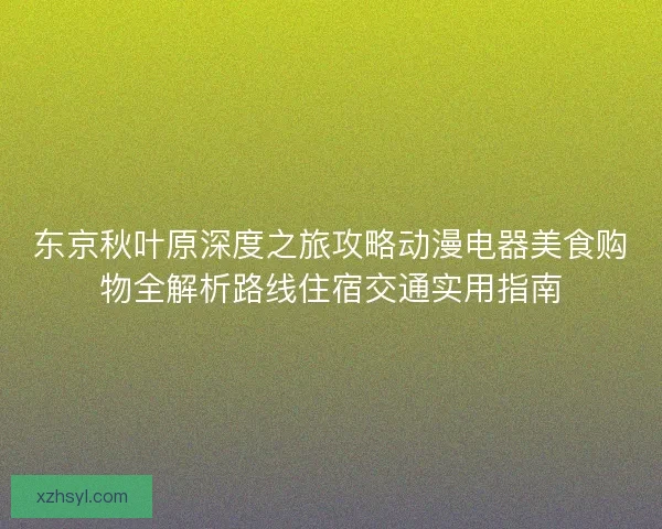 东京秋叶原深度之旅攻略动漫电器美食购物全解析路线住宿交通实用指南
